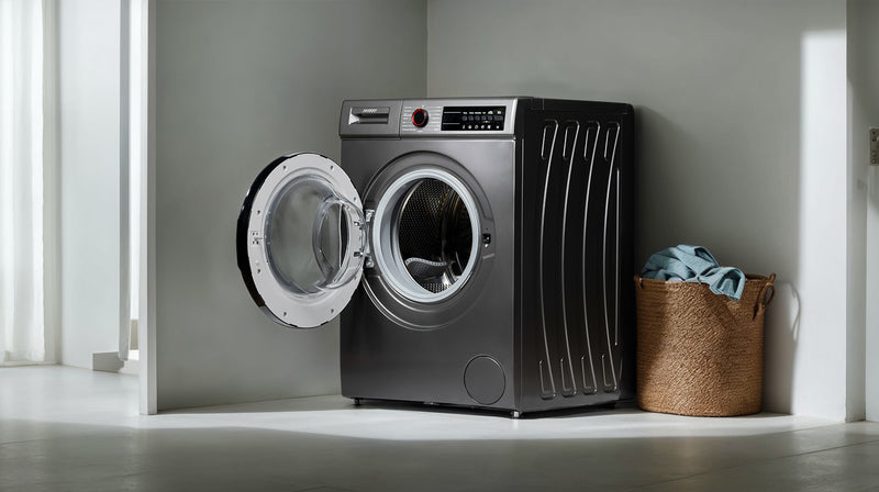 Wasmachine titanium grey deur open